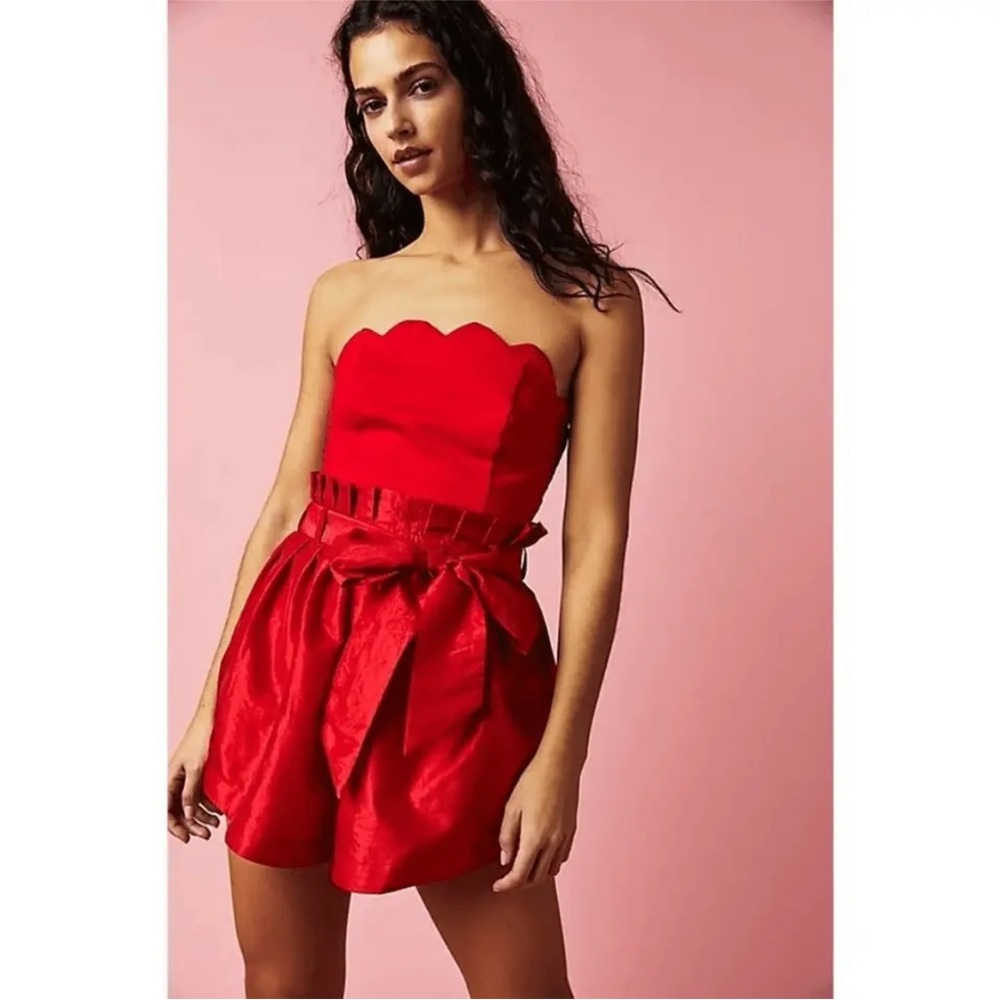 Red Free People Filmore Romper Medium